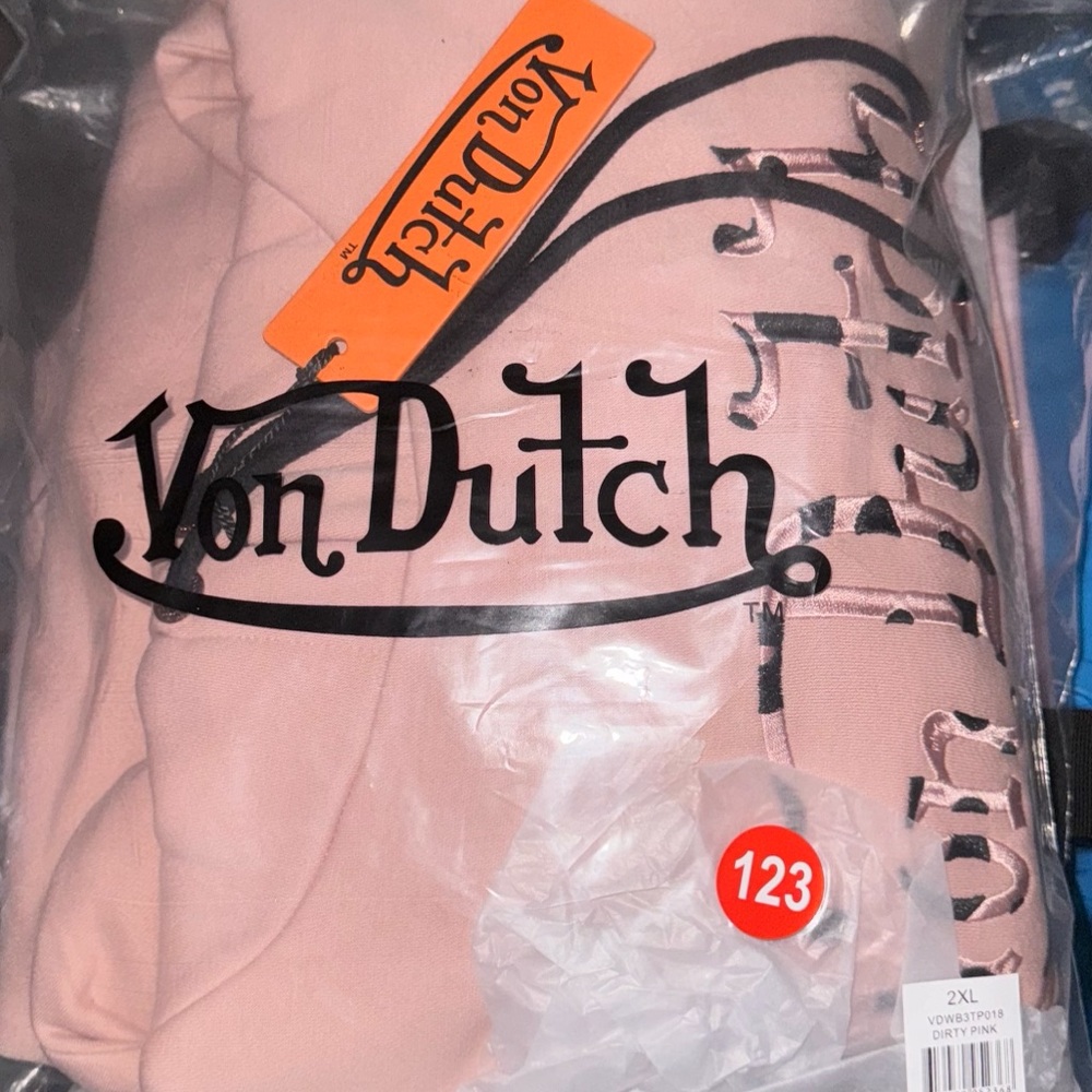 NWT VON DUTCH Hoodie. Cheetah Logo. Dirty Pink. Size 2XL - Picture 2 of 2